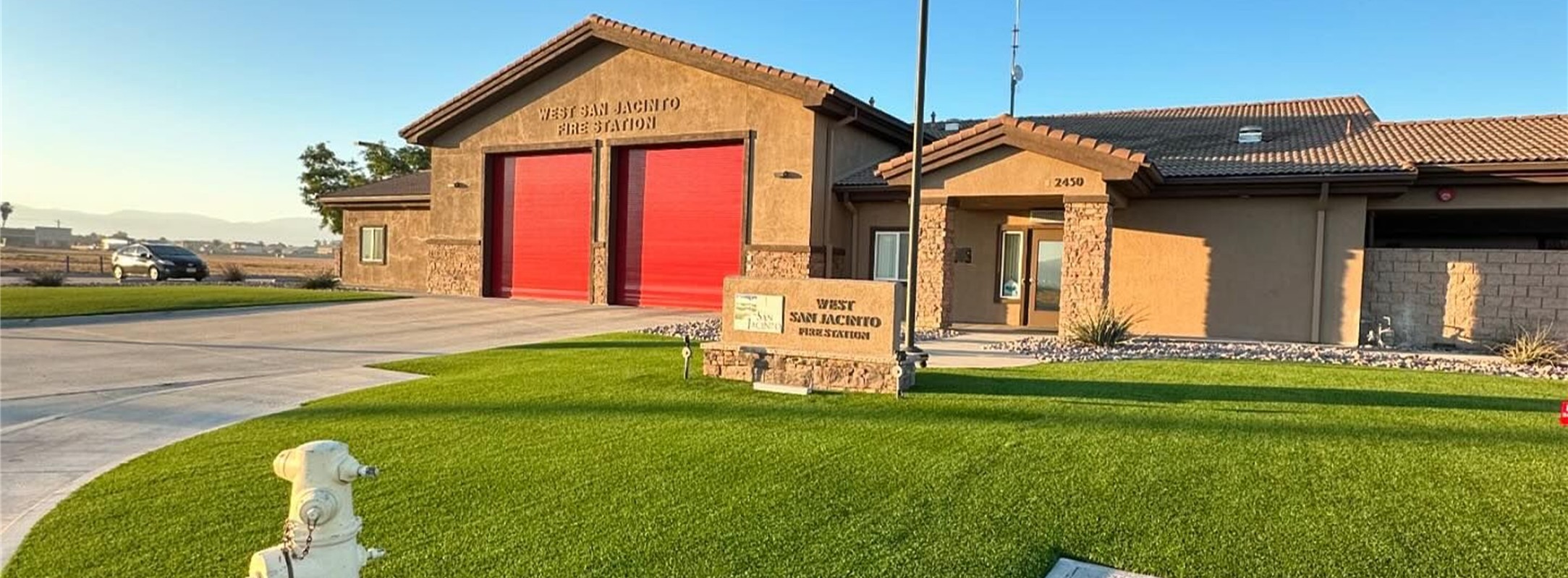 Oak Hills Fire House Station Installation Up close in San Jacinto, California Artificial Grass Repairs, Green-R Turf of Coachella Valley